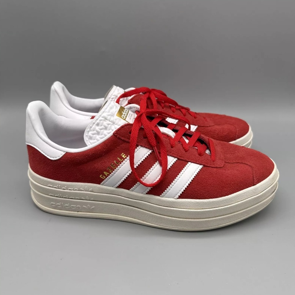 Adidas Gazelle Bold Platform Shoes Active Red White Burst Women 9